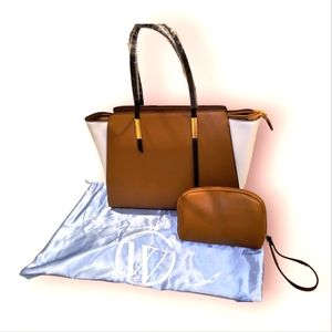 NWOT Open the Wine Tote Purse (Brown&White) w/Cooler, Accessory Set, & Dust Bag